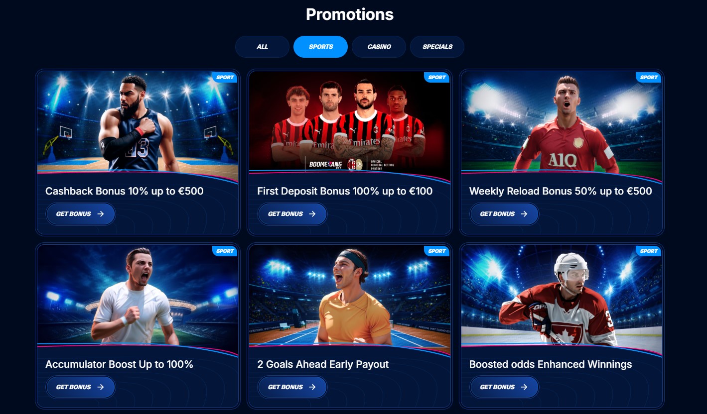 Športne stave promocije v Boomerang Bet
